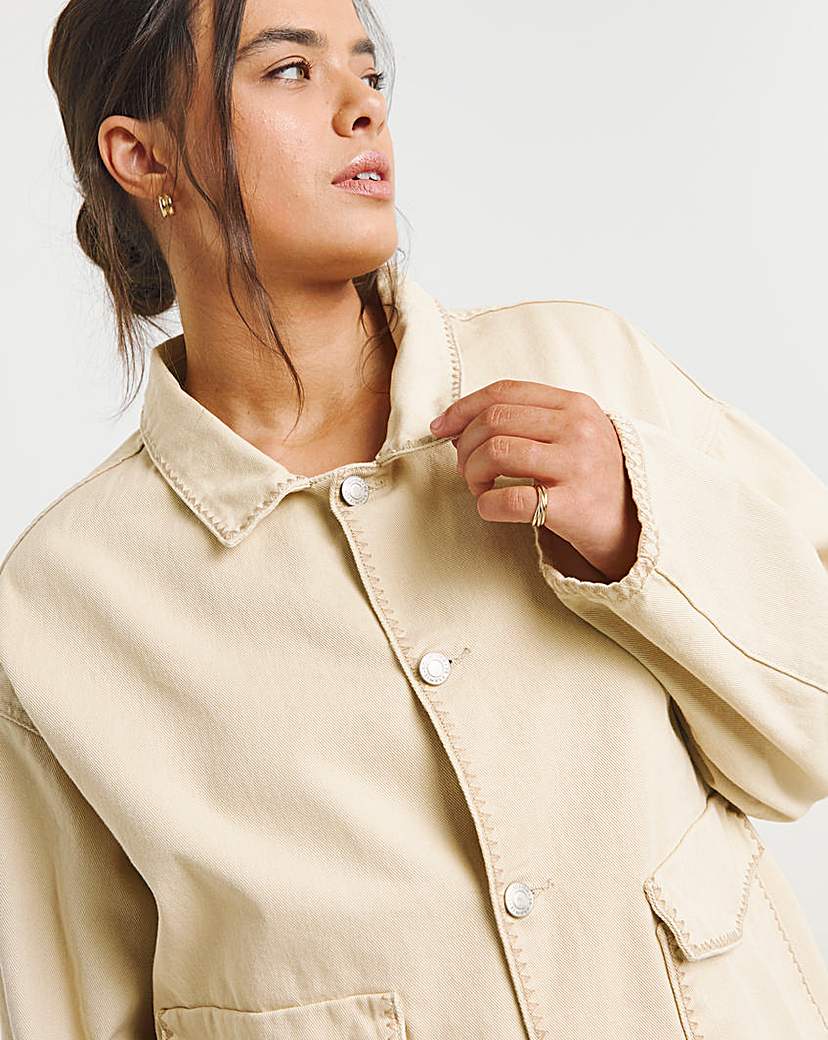 Neutral Stitch Detail Utility Jacket