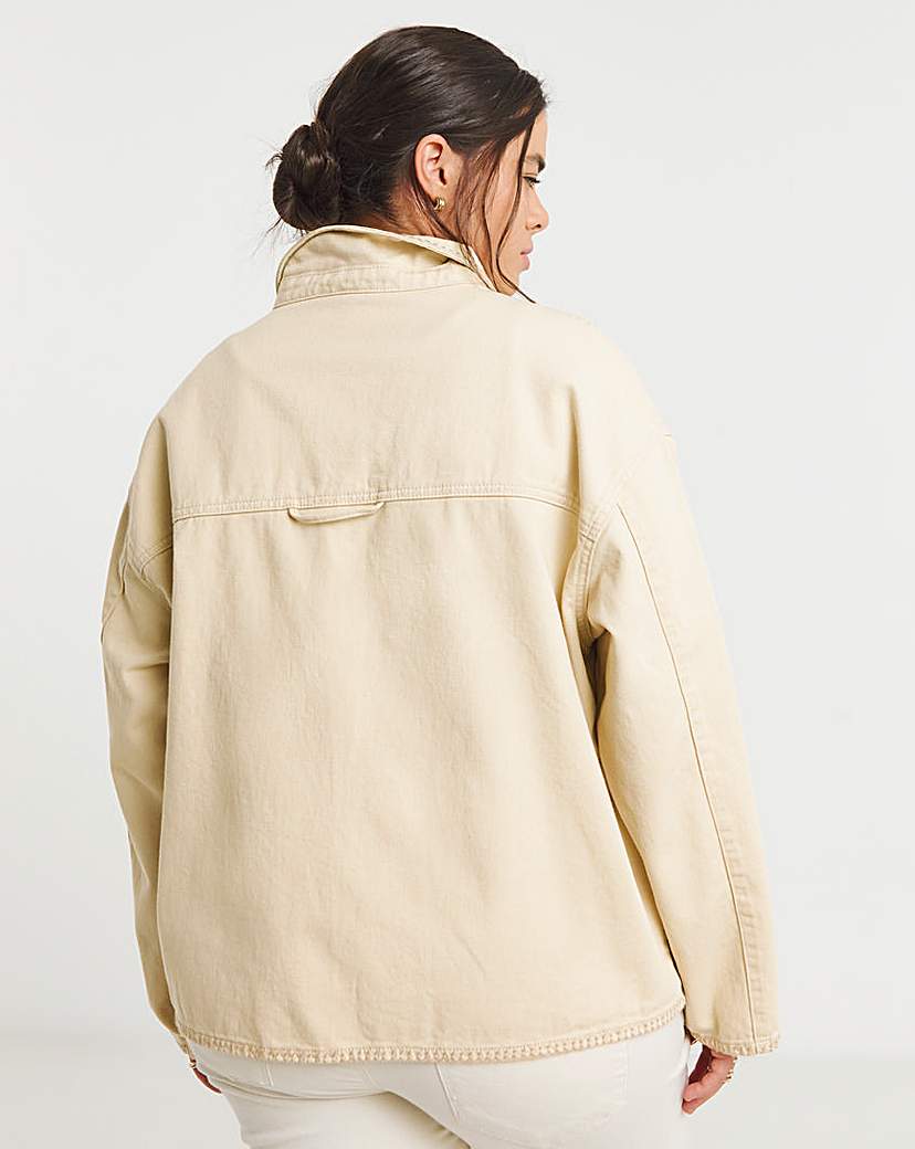 Neutral Stitch Detail Utility Jacket