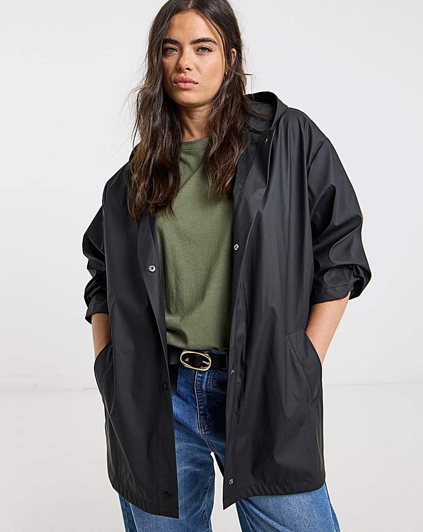 New In - Black Short Rubberised Mac