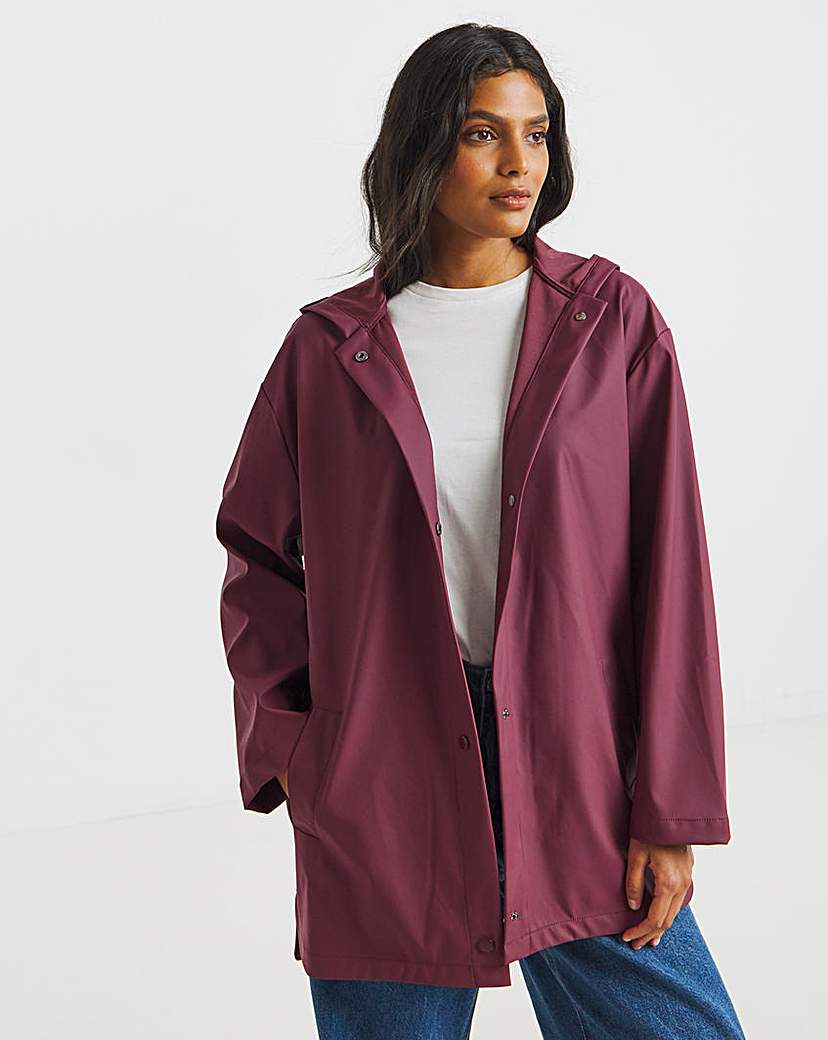 New In - Burgundy Short Rubberised Mac