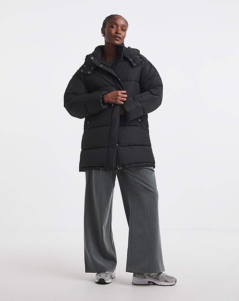 New In - Black Mid Line Padded Coat