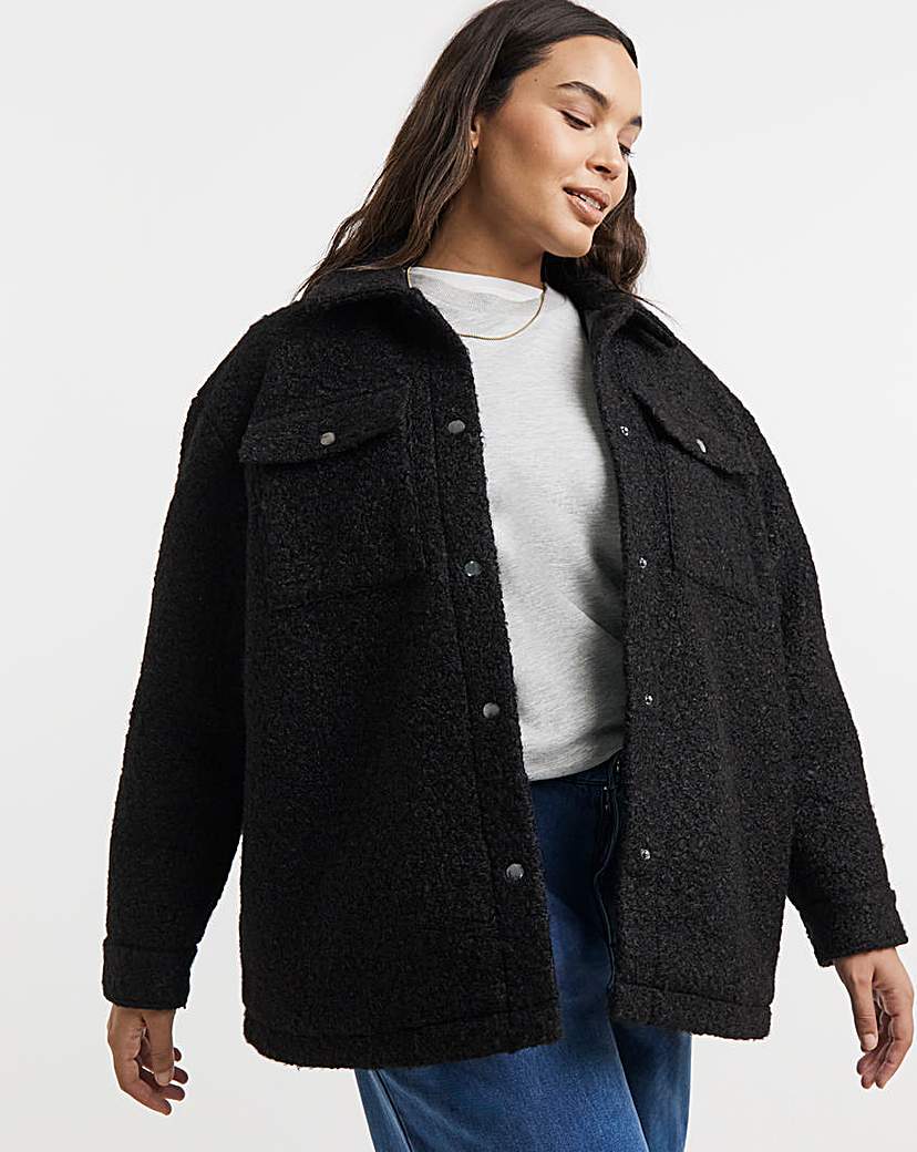 New In - Black Teddy Pocket Shacket