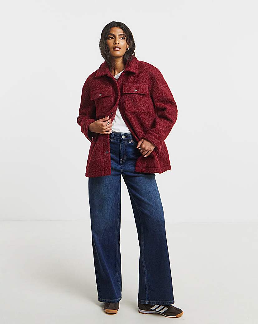 New In - Burgundy Teddy Pocket Shacket