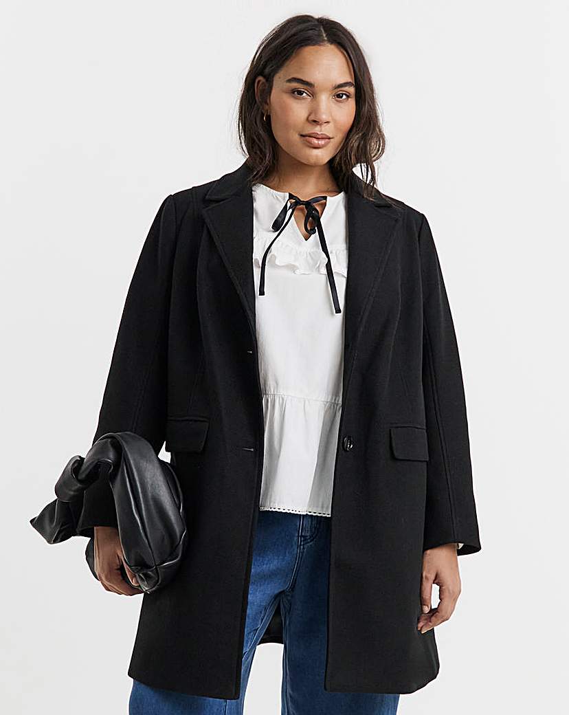 New In - Black Short Faux Wool Coat