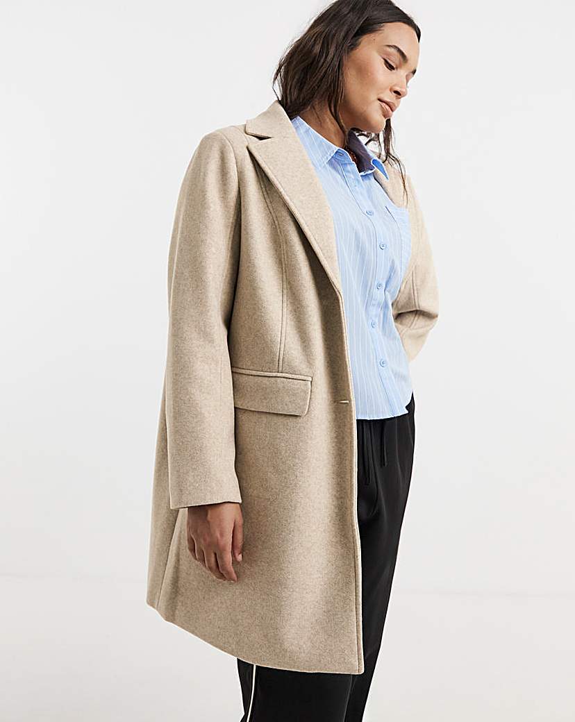 New In - Oatmeal Short Faux Wool Coat