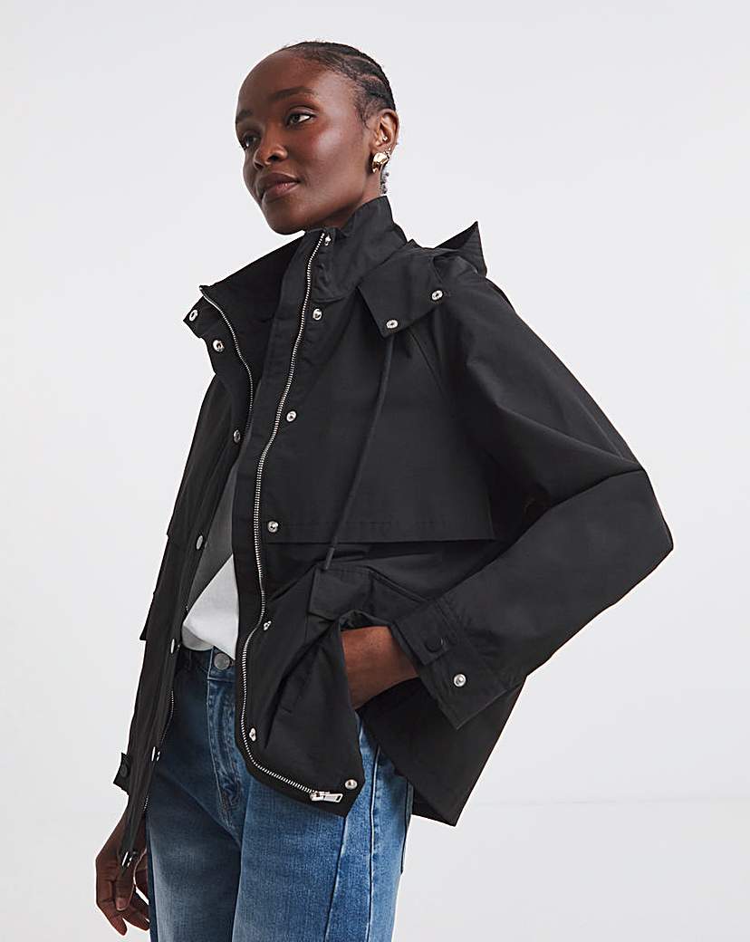 New In - Black Short Storm Flap Parka