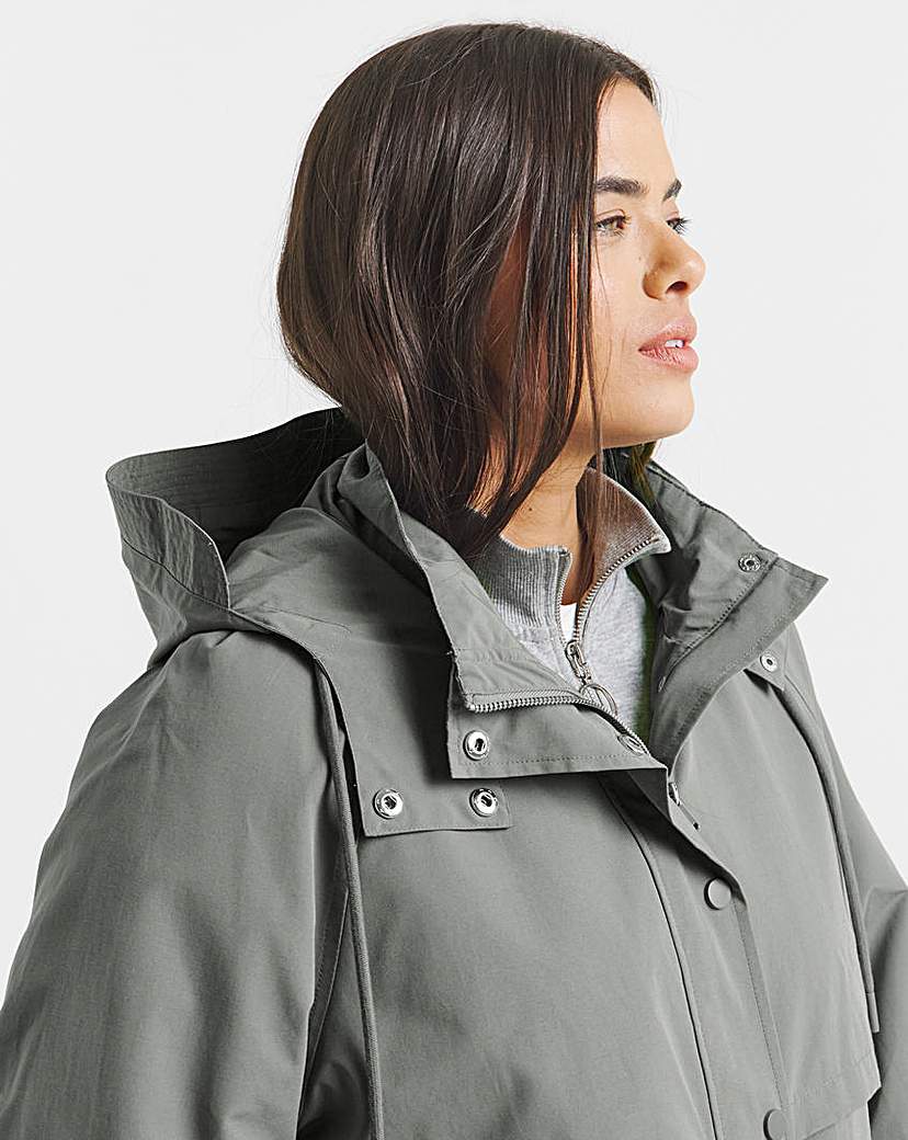 Grey Short Storm Flap Parka