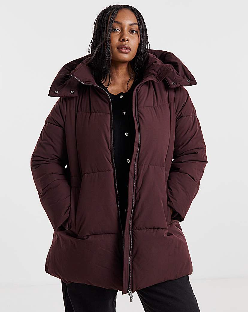 New In - Burgundy Longline Padded Coat
