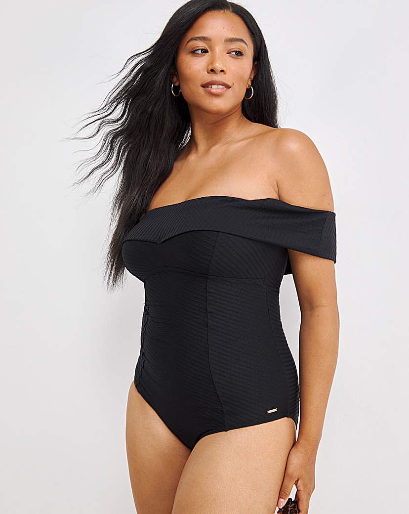 Figleaves Icon Textured Bardot Swimsuit