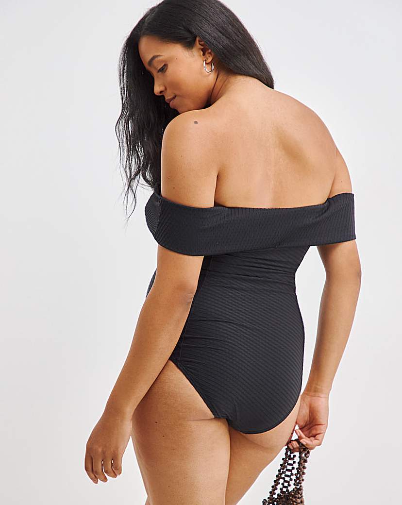 Figleaves Icon Textured Bardot Swimsuit