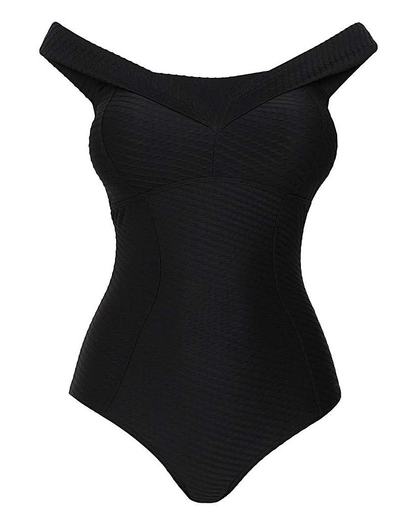 Figleaves Icon Textured Bardot Swimsuit