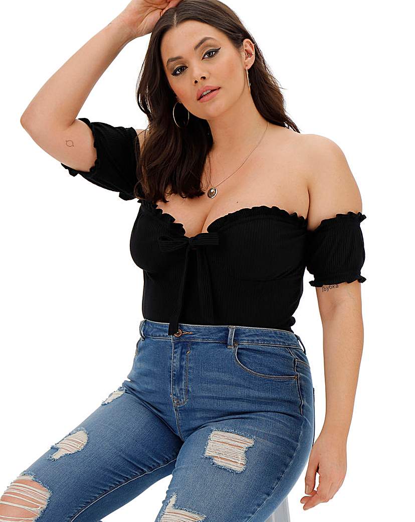 Image of Glamorous Cold Shoulder Bardot Bodysuit