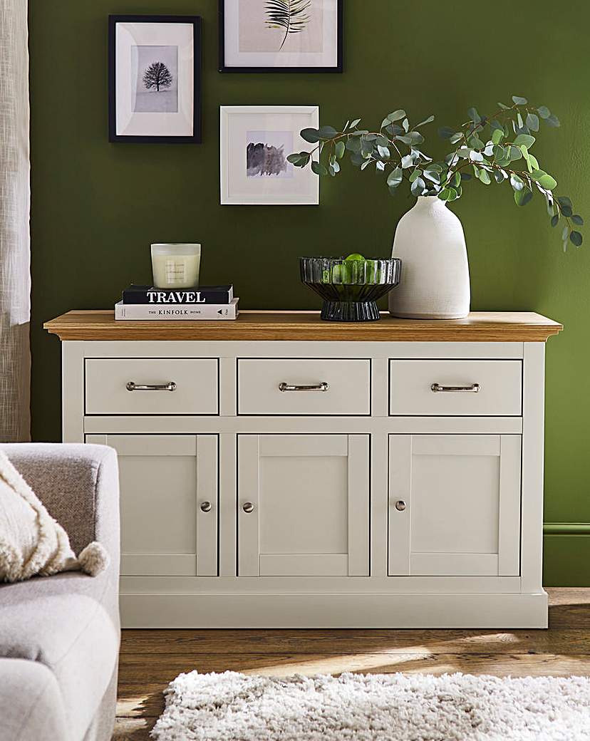 Julipa Ashford 3 Door Drawer Sideboard - Cream