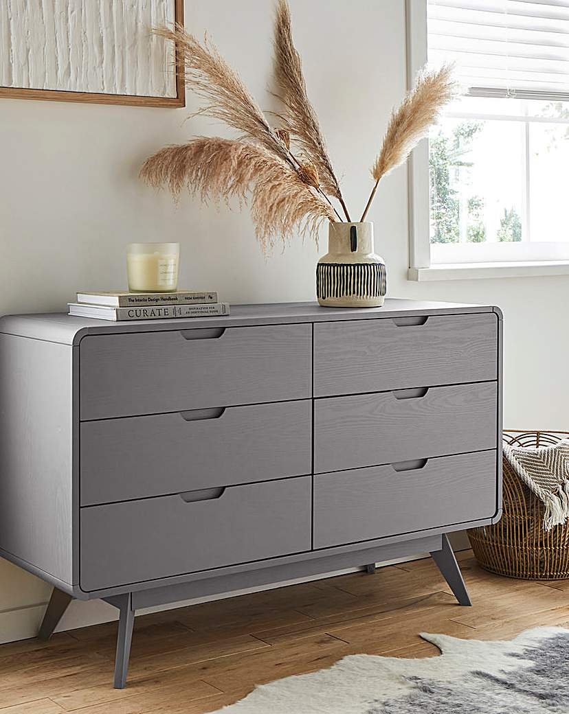 Gray & Osbourn Oslo 6 Drawer Wide Chest - Grey