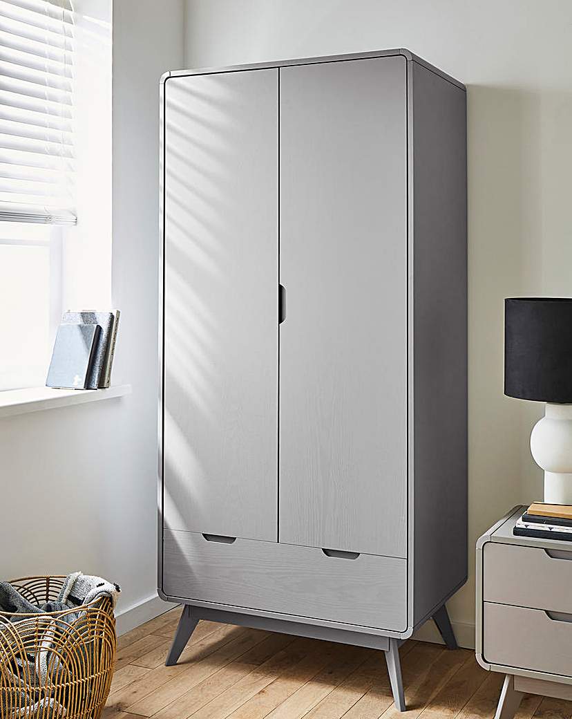 G&O Oslo 2 Door 1 Drawer Wardrobe - Grey