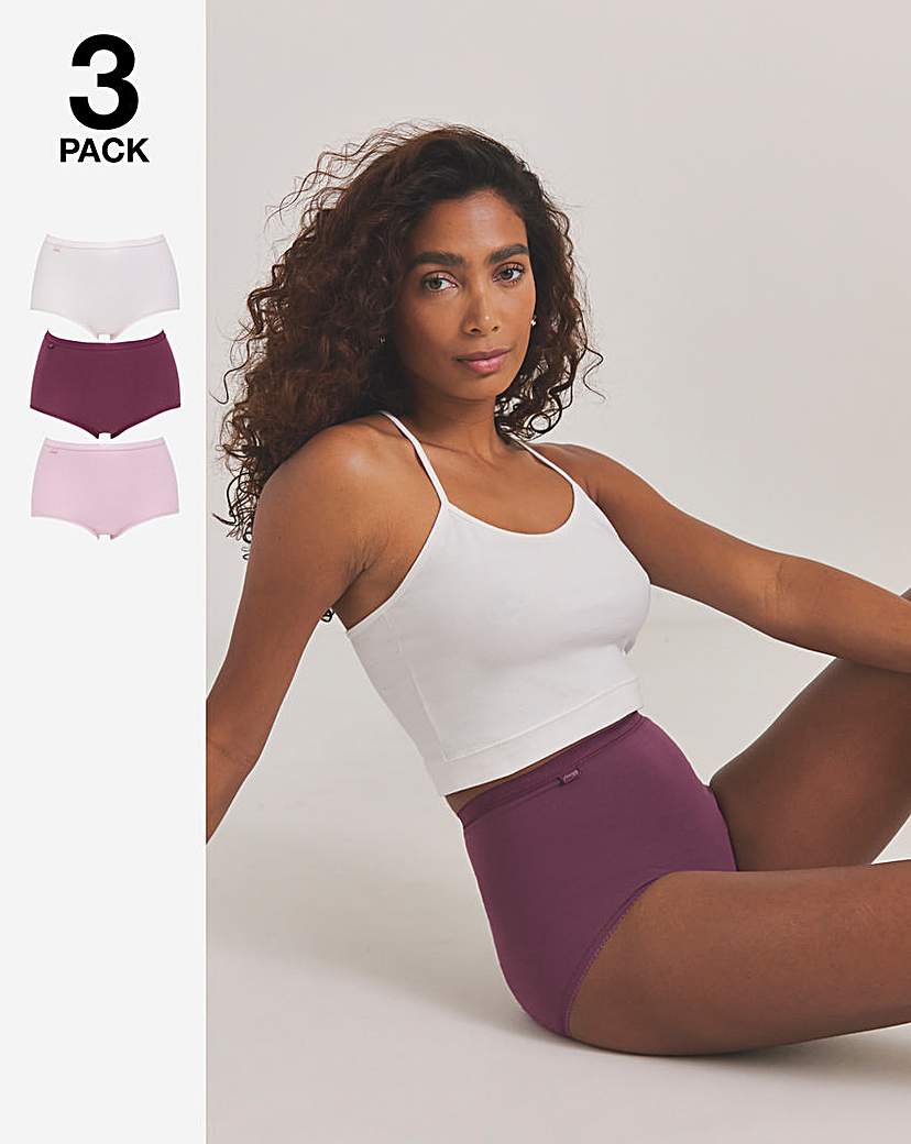 Sloggi Plum Multi 3Pk Basic Maxi Briefs - : Size 26