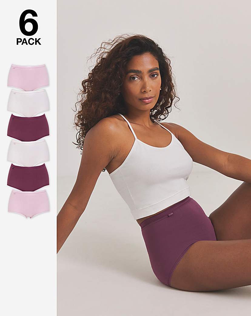 Sloggi Plum Multi 6Pk Basic Maxi Briefs - : Size 20
