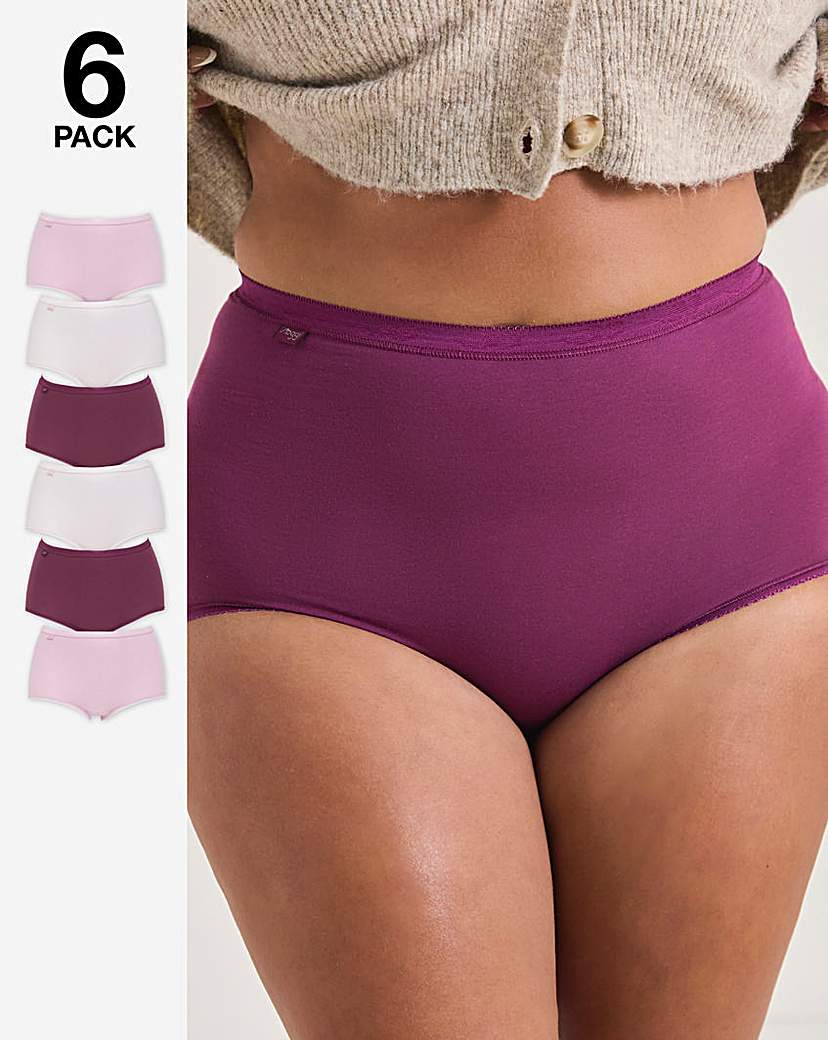 New In - Sloggi 6Pk Basic Maxi Briefs Plum Multi