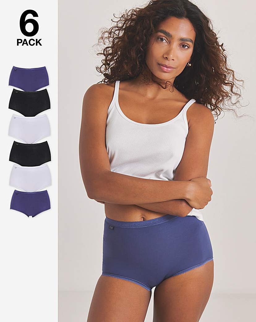 Sloggi Lilac Multi-Coloured 6Pk Basic Maxi Briefs Lilac Multi - : Size 14