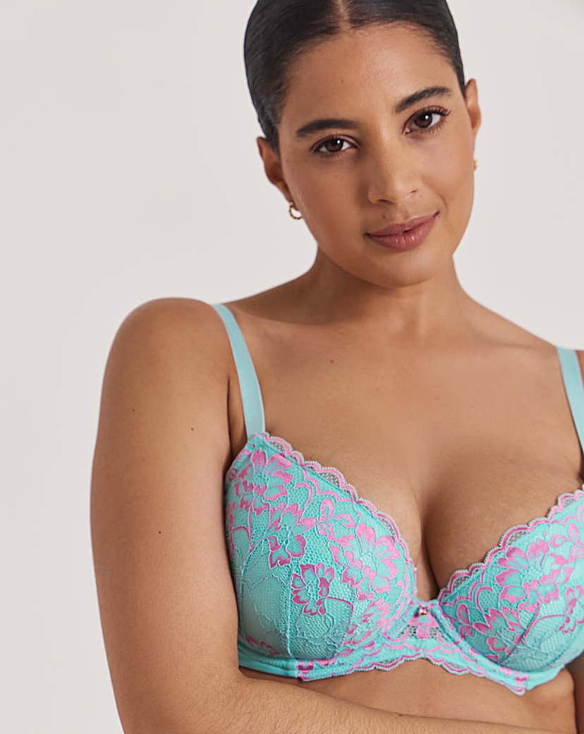 Ann Summers Women's Aqua/Pink Sexy Lace Plunge Bra Pk 32Dd