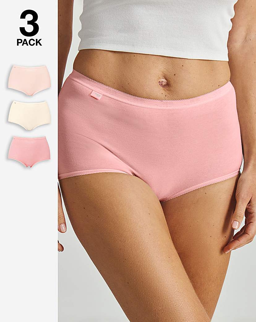 Sloggi Pink Multi-Coloured 3Pk Basic Maxi Briefs Pink Multi - : Size 14