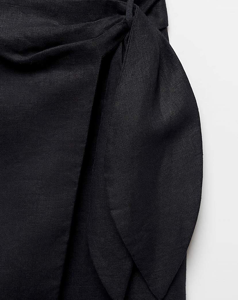 Mango Bow Wrap Linen Skirt