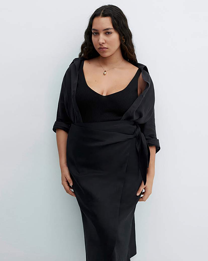 Mango Bow Wrap Linen Skirt