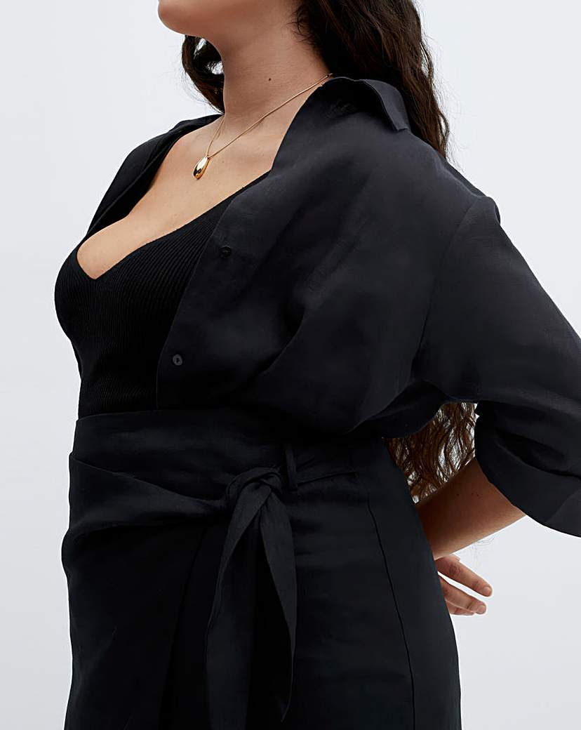 Mango Bow Wrap Linen Skirt
