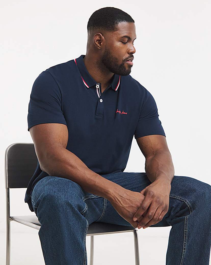 Jack & Jones Navy Blaze Logo Tipped Polo - 5XL(62)