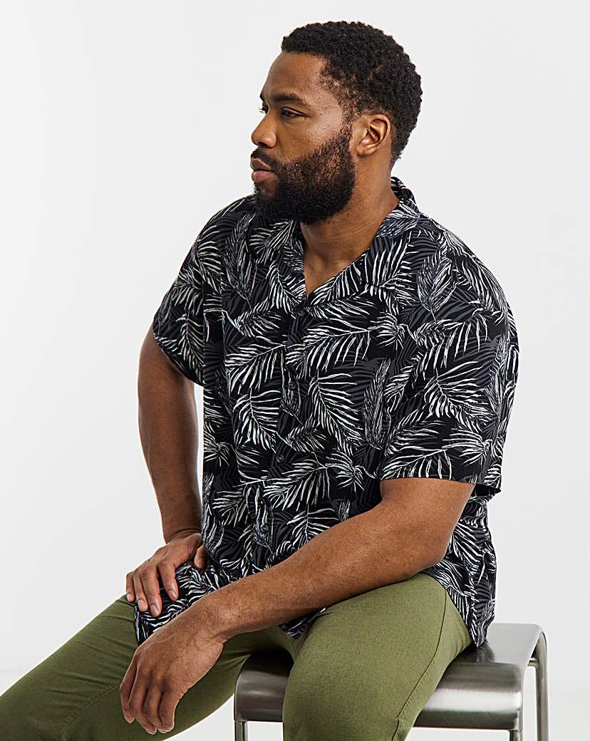 Jack & Jones Black/White Jeff Print Resort Shirt - 4XL(59)