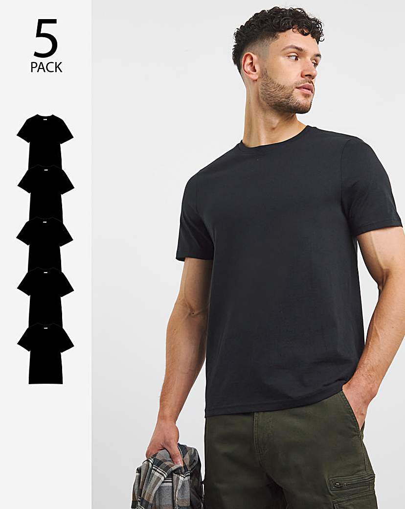 5 Pack Pure Cotton Crew Neck T-Shirts