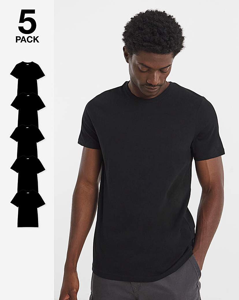 5 Pk Pure Cotton Crew Neck T-Shirts
