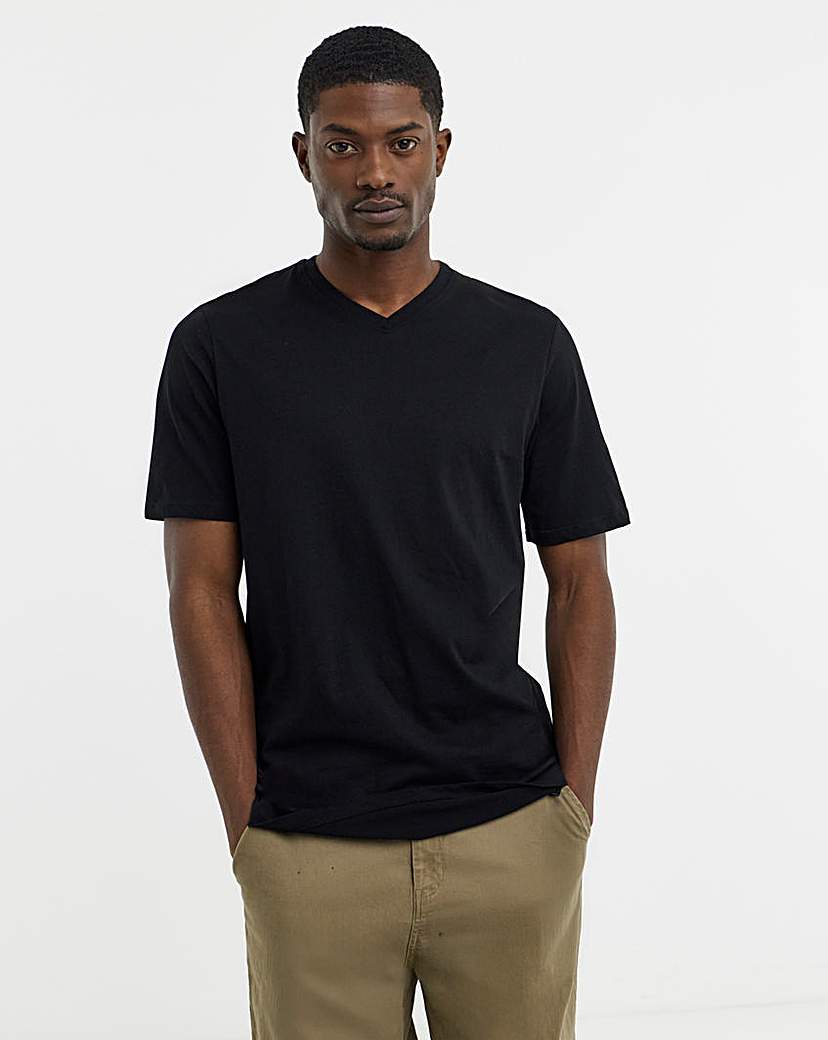 Pure Cotton V Neck T-Shirt Extra Long