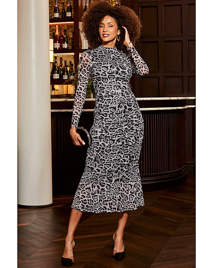 Sosandar Animal Print Fitted Dress