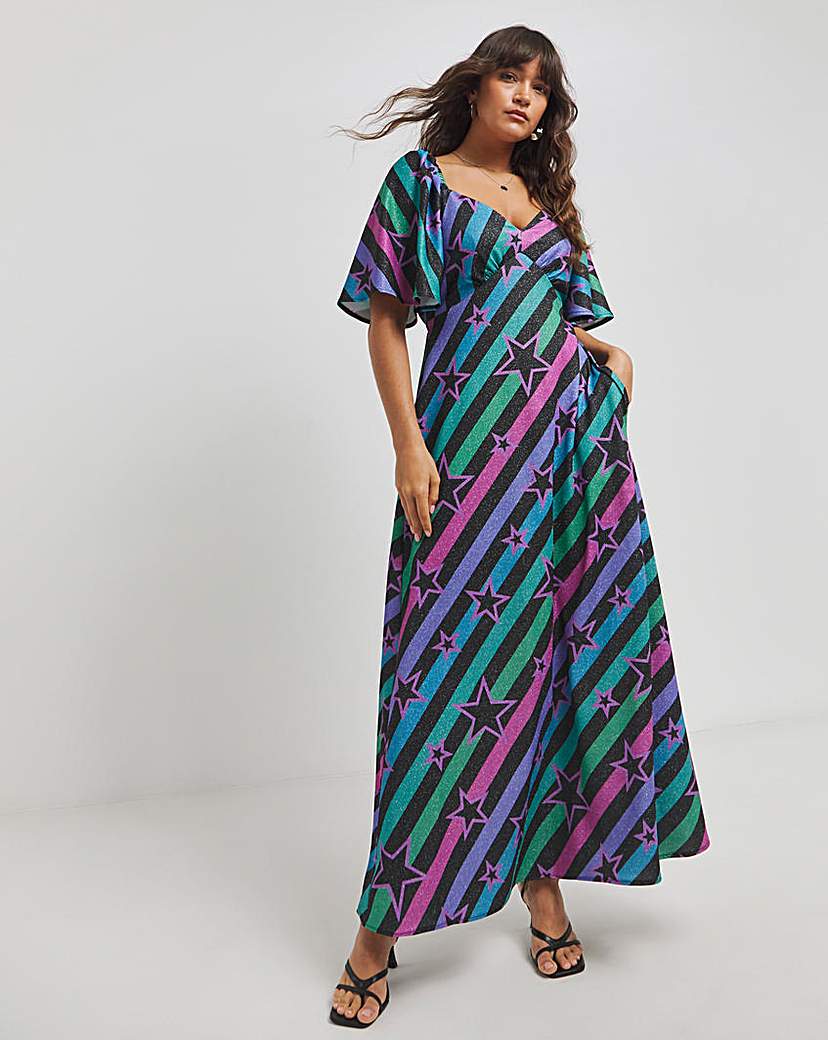 Twisted Wunder Maxi Glitter Lurex Dress