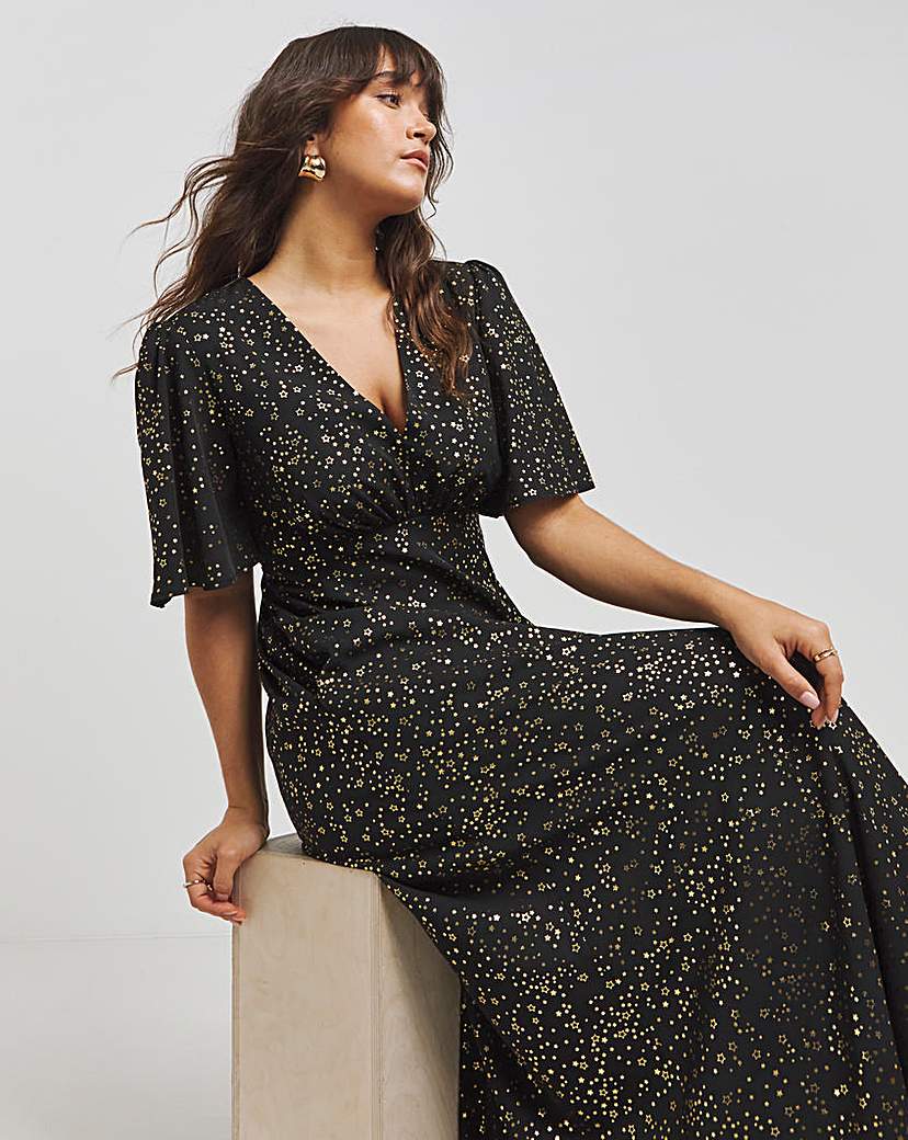 Twisted Wunder Maxi Foil Printed Dress