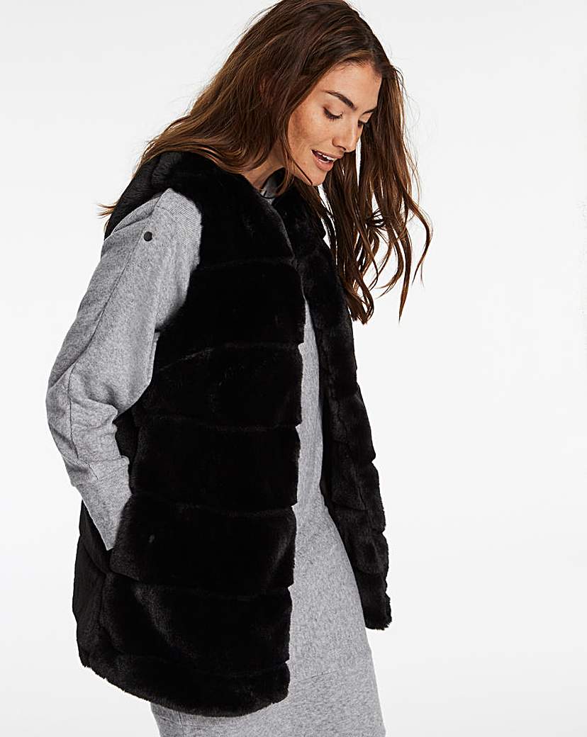 black pelted faux fur gilet