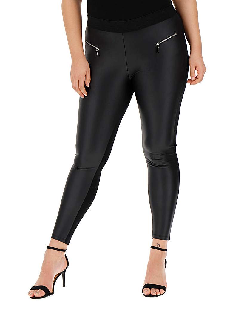 Image of Zip Trim PU Wet Look Leggings