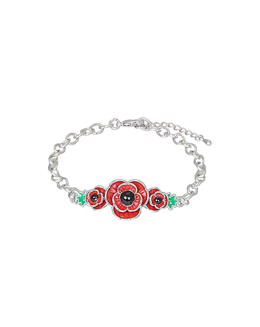 Rhodium plated enamel Poppy bracelet