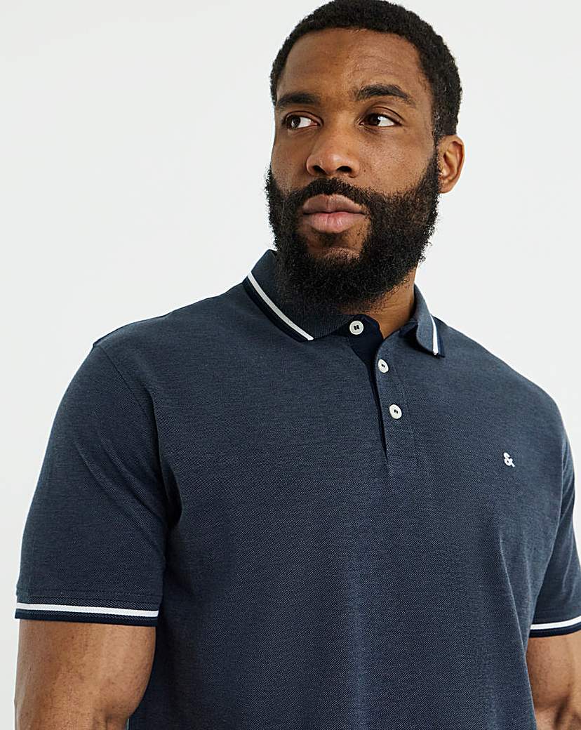Jack & Jones Paulos Tipped Polo - Grey Blue