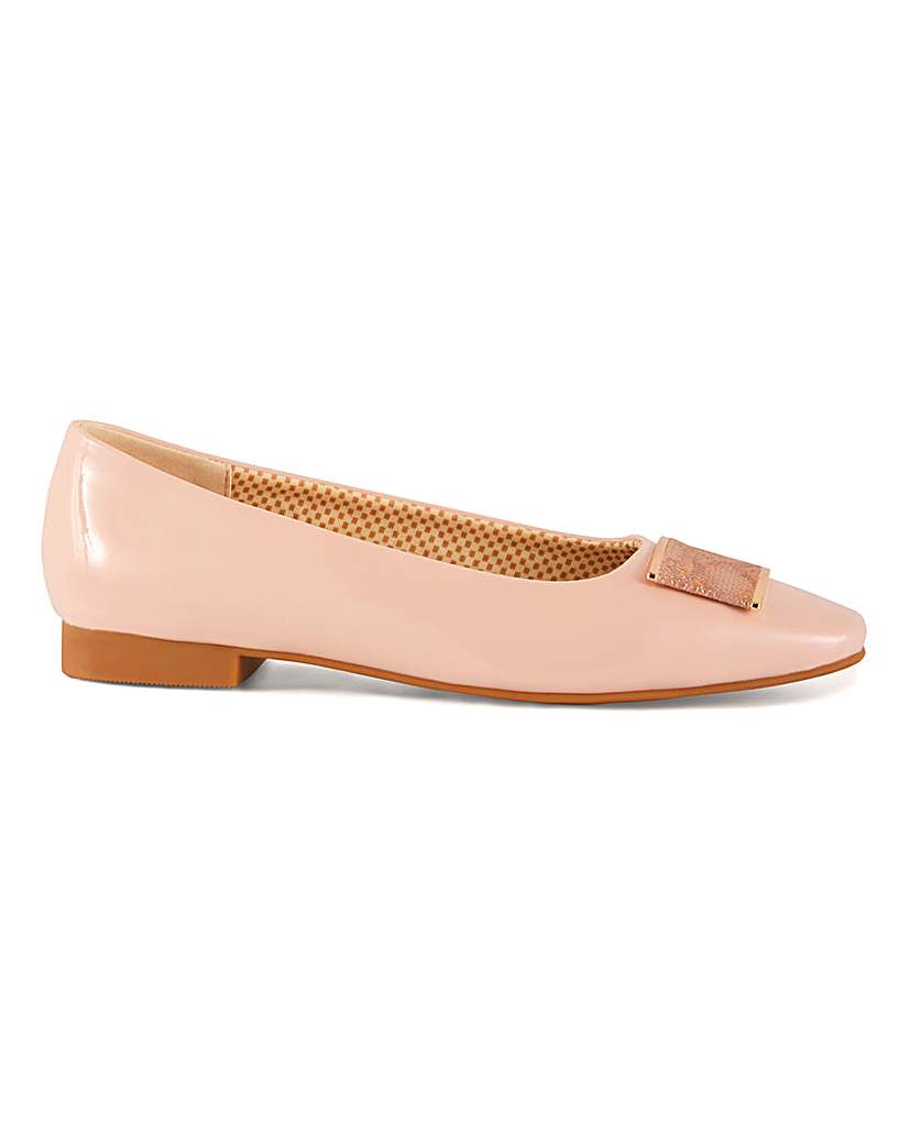 Square Toe Trim Ballerina Shoes E Fit