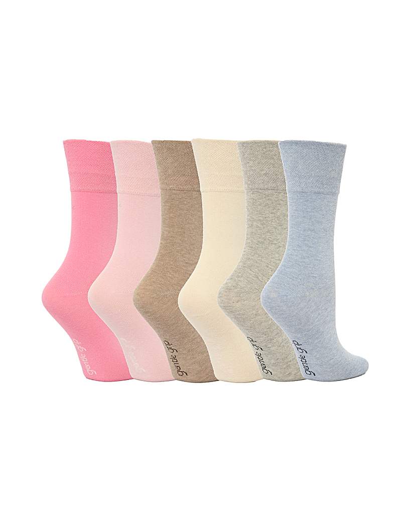 Image of 6 Pair Gentle Grip Plain Socks