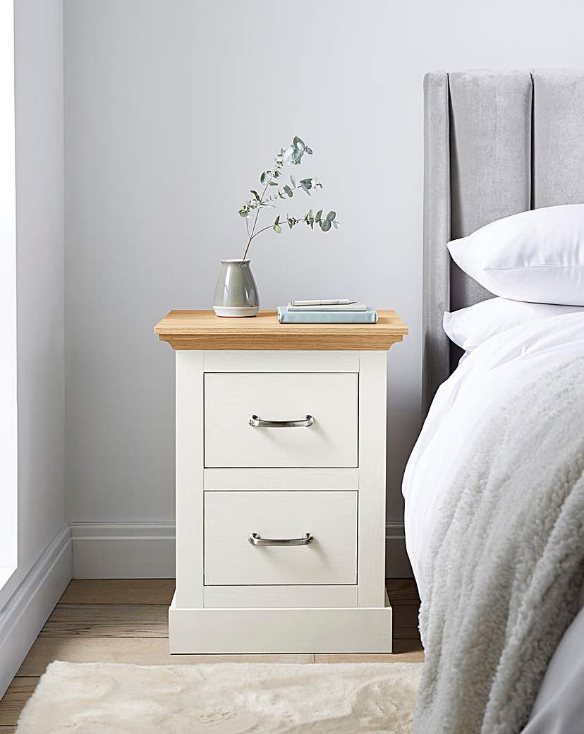 Julipa Ashford 2 Drawer Bedside Table - Cream