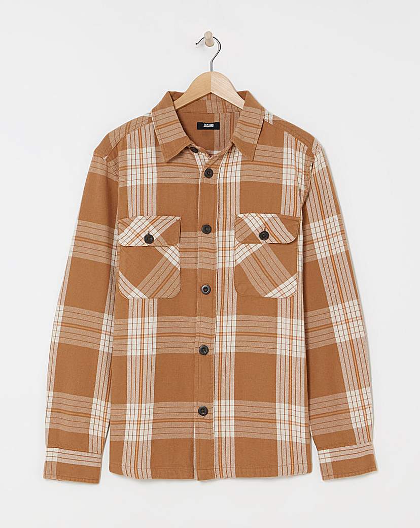 Double Pocket Overshirt TAN Check Jacamo Size …
