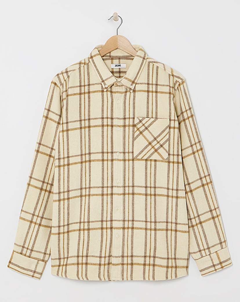 Long Sleeve Checked Flannel Shirt Ecru Check …