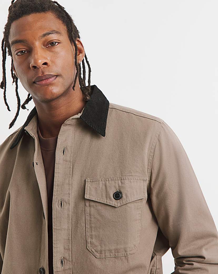 Contrast Collar Canvas Overshirt