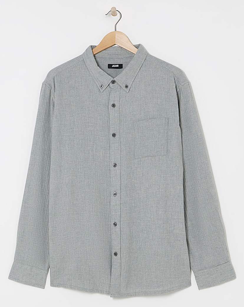 Long Sleeve Textured Shirt Grey Melange Jacamo …