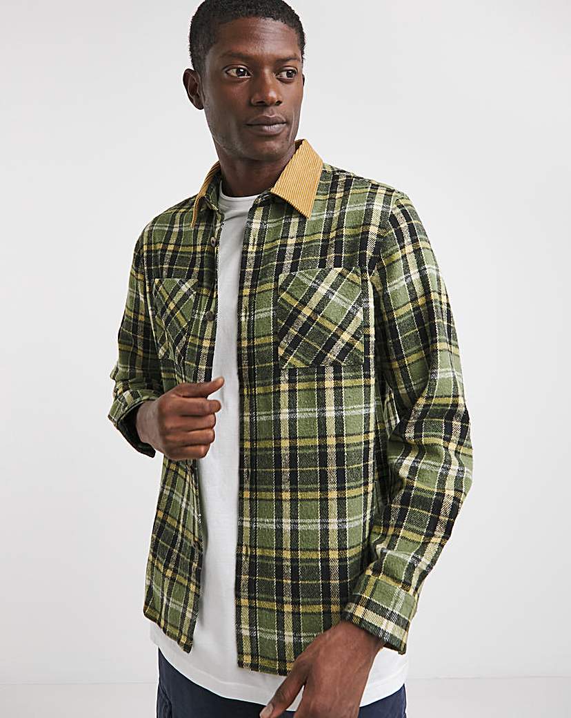 Cord Collar Check Overshirt