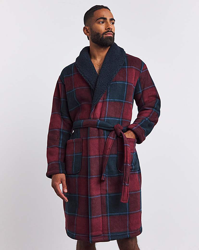 Borg Lined Check Dressing Gown