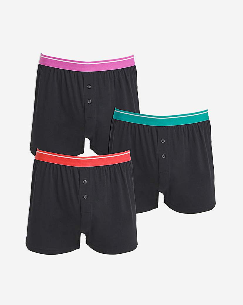 3 Pack Contrast Waistband Loose Boxers